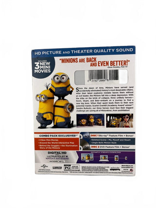 Minions Blu-ray + DVD + Digital HD Combo Pack - 3 New Mini Movies, Stuart, Kevin