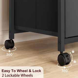 2-Drawer Mobile File Cabinet with Lockable Wheels and Anti-Drop Buckle