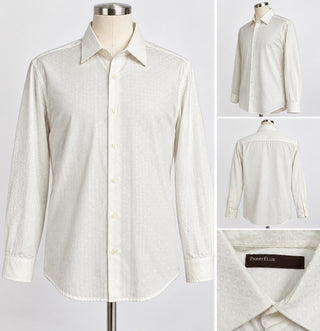 Perry Ellis Men's White Long Sleeve Button-Up Shirt Size L