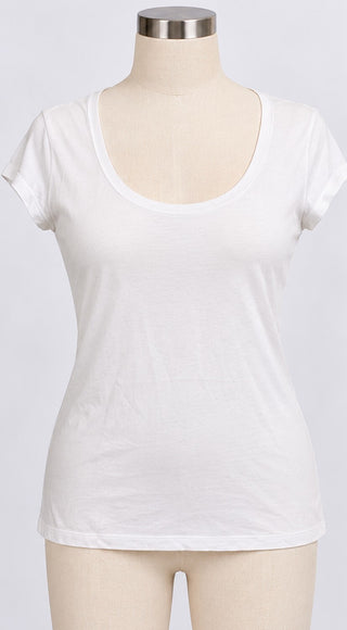 Tahari Essentials Women's XL White Scoop Neck T-Shirt