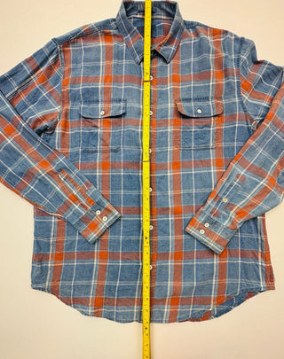 Lucky Brand Classic Fit True Indigo Men L Plaid Flannel Shrt
