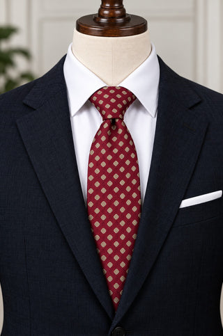 Jones New York Men's Burgundy Polka Dot Silk Tie