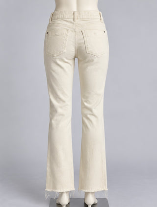 Zara Cream Raw Hem Straight Leg Jeans Women US 2 EUR 34