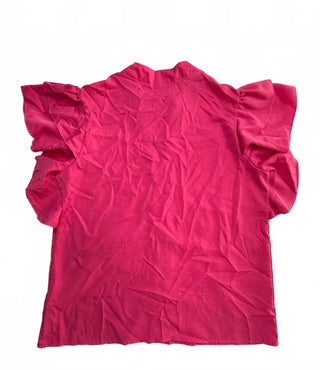 Women's L Hot Pink Ruffle Flutter Sleeve Blouse Top