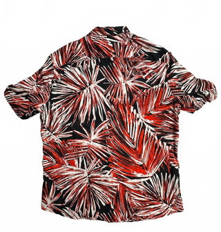 H&M Men's L Red Black Tropical Palm Print Shirt