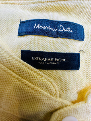 Massimo Dutti Yellow Extrafine Pique Polo Shirt Short Medium