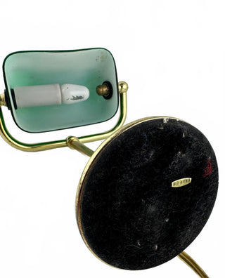 Vintage 1970s Banker Desk Lamp Classic Green Glass Shade