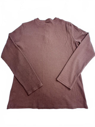 H2H Men’s Large Brown Waffle Knit Thermal Henley Shirt