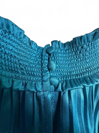 Nanette Lepore Teal Satin Pleated Midi Dress Size 10