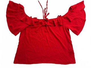SHEIN Women's Red Off Shoulder Ruffle Sleeve Top Size L 8/10