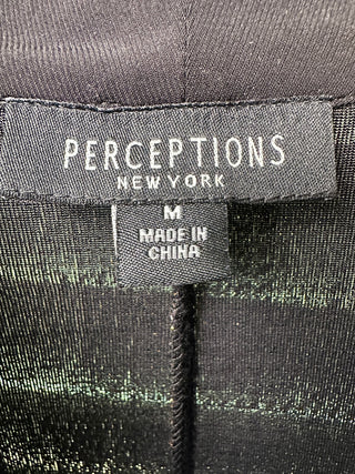 Perceptions New York Black Metallic Plaid Blazer Women M