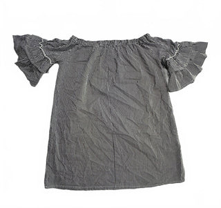 Rebellion Women's S Striped Off Shoulder Ruffle Top