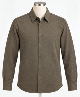 Express Men's M Brown Textured Long Sleeve Button Up Shirt