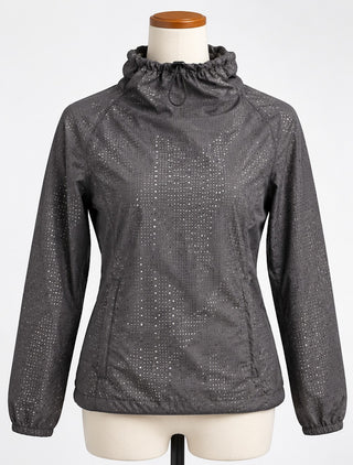 Fabletics Gray Perforated Hooded Windbreaker Womens M