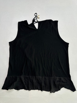 Nine West Black Sleeveless Ruffled Blouse Size L