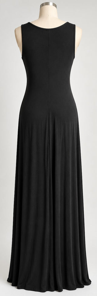 Boston Proper Black Beaded Neckline Maxi Dress XS Boho