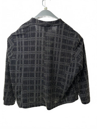 Perceptions New York Black Metallic Plaid Blazer Women M