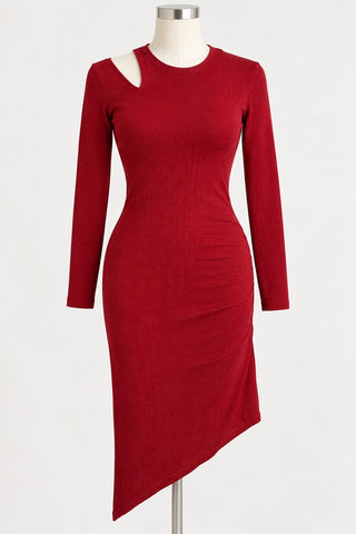 Just Taylor Red Asymmetric Sweater Dress Cutout NWT Size M