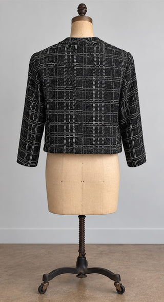 Perceptions New York Black Metallic Plaid Blazer Women M