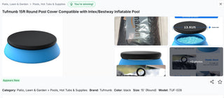 Tufmunb 15ft Round Pool Cover Inflatable Easy Set Oxford Fabric Elastic Black