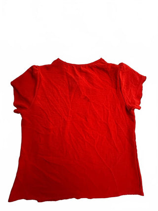 SHEIN Red V-Neck Flutter Sleeve Blouse Women's L