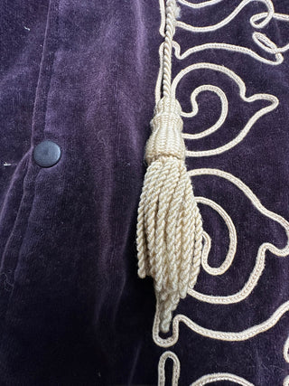 Vintage Purple Velvet Embroidered Full Length Coat Robe