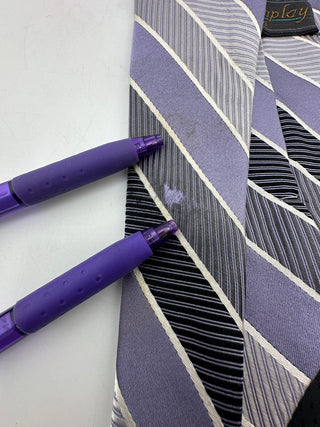 Screenplay by Martin Wong Purple and Black Striped Men's Tie
