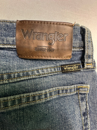 Wrangler Regular Fit Men's Jeans 33x32 Distressed Blue Denim