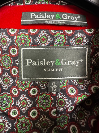 Paisley & Gray Men's Slim Fit Red Velvet Tuxedo Blazer 46 XL