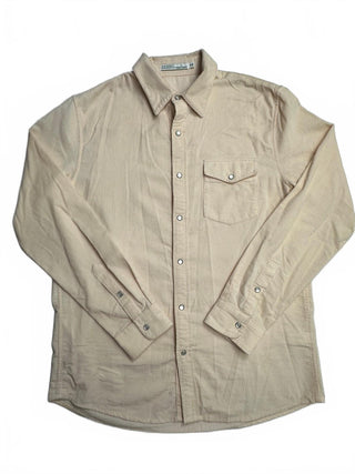 Criquet Men's L Cream Corduroy Pearl Snap Western Shirt