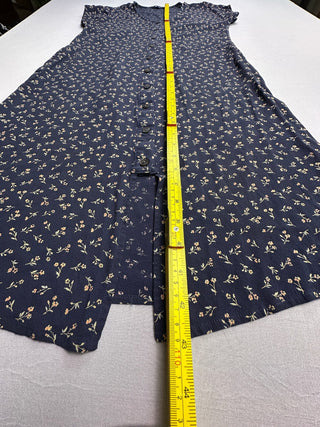 Madewell Navy Floral Button Front Midi Dress Size S V Neck