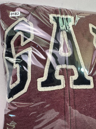 GAP Sherpa Lined Full Zip Hoodie Burgundy Logo Sweatshirt XL