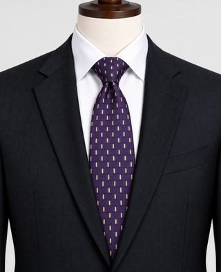 Mark Pendleton Vintage Silk Necktie Purple Gold Dash Pattern Classic 59”