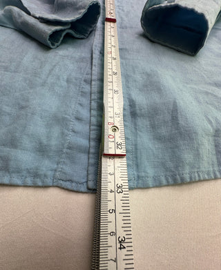 International Male Men's L Blue 100% Linen Mandarin Shirt