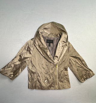 BCBGMAXAZRIA Metallic Bronze Hooded Jacket Women S