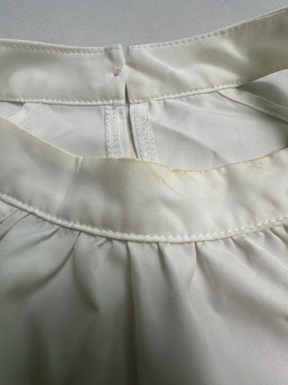 SHEIN Women's White Cold Shoulder Turtleneck Top with Pearl Button, Size L