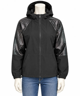 Beach Riot Black Snake Print Hooded Zip Jacket Women's M
