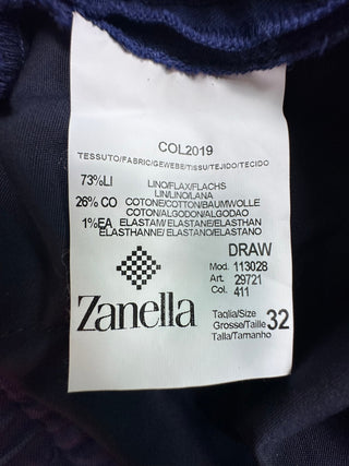 Zanella Draw Men's 32 Blue Linen Blend Drawstring Pants