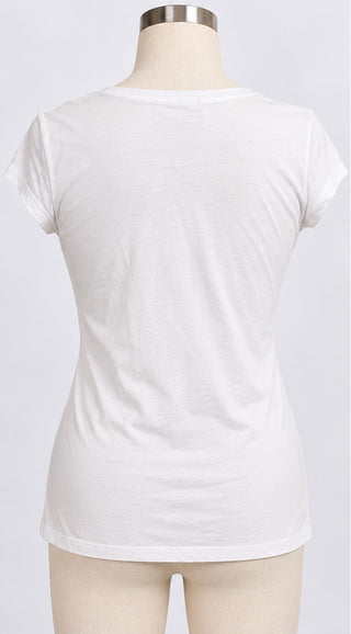 Tahari Essentials Women's XL White Scoop Neck T-Shirt