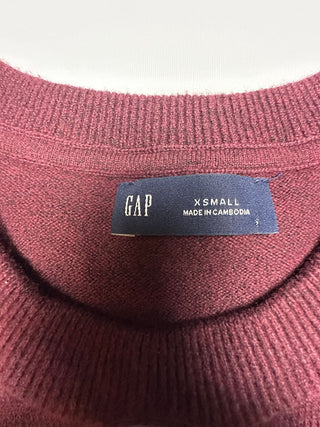 GAP Men's Burgundy Crew Neck Sweater Size XS Soft Knit Longs