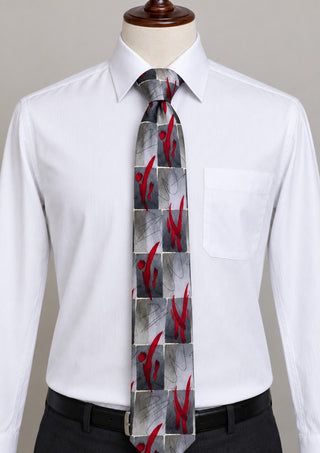 J. Garcia Jerry Garcia Abstract Silk Neck Tie Gray Red Geometric Vintage 59”