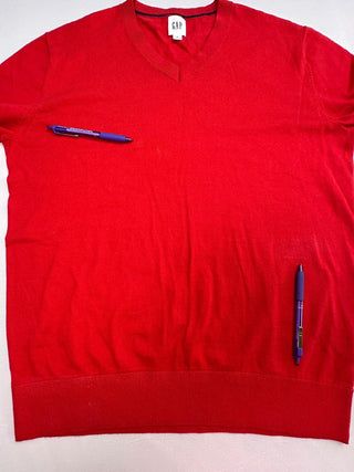 GAP Men's Red V-Neck Cotton Sweater Size M