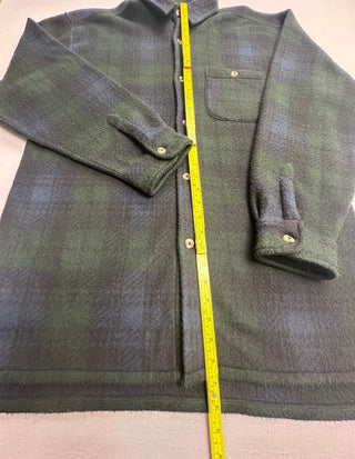R-N-Z California Green Blue Plaid Fleece Shirt Jacket XL