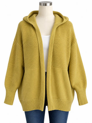 Marled Reunited Clothing Mustard Hooded Cardigan Sweater M
