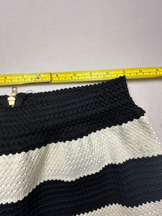 DownEast Black and White Striped Textured Skirt Women’s S