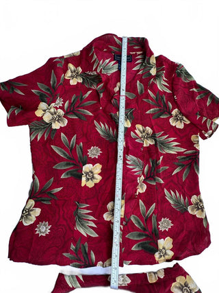 Laura Scott Women's Red Floral Two-Piece Set - Short Sleeve
