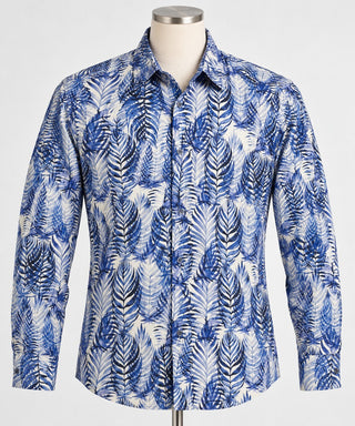 Robert Graham Classic Fit Men's L Blue Leaf Print Shirt
