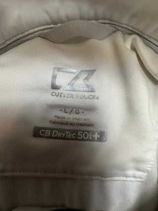 Cutter & Buck Men's Long Sleeve White Polo Shirt CB DryTec L