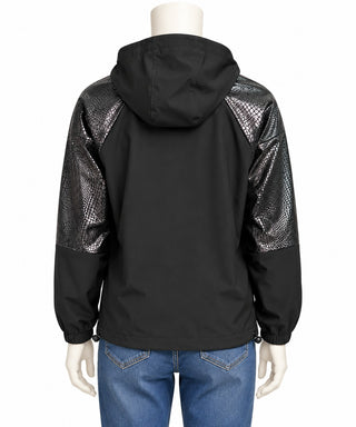 Beach Riot Black Snake Print Hooded Zip Jacket Women's M