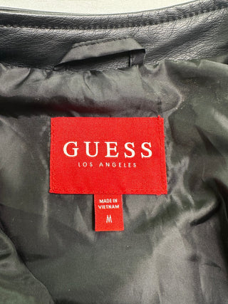 GUESS Black Faux Leather Quilted Moto Jacket Women’s M